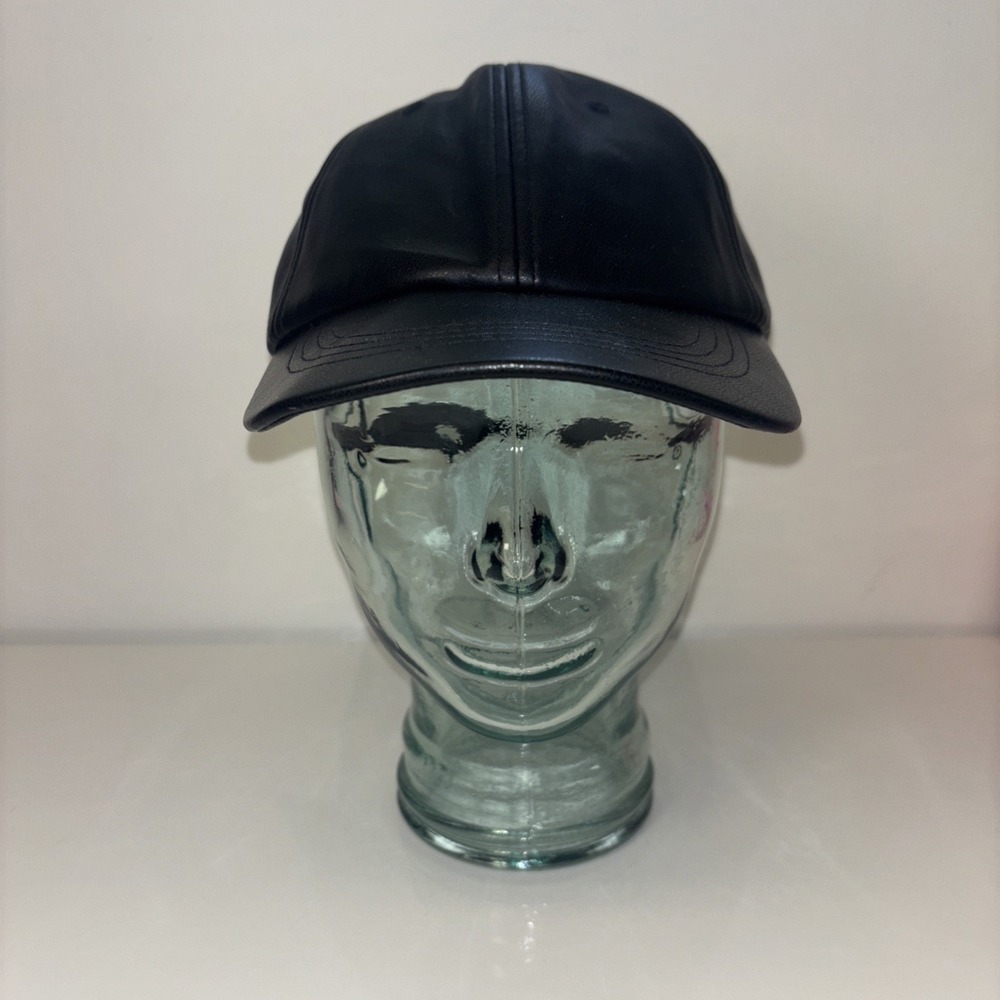 Black Leather Baseball Cap Hat, Mens, Womans,  Adjustable Faux Leather Vegan